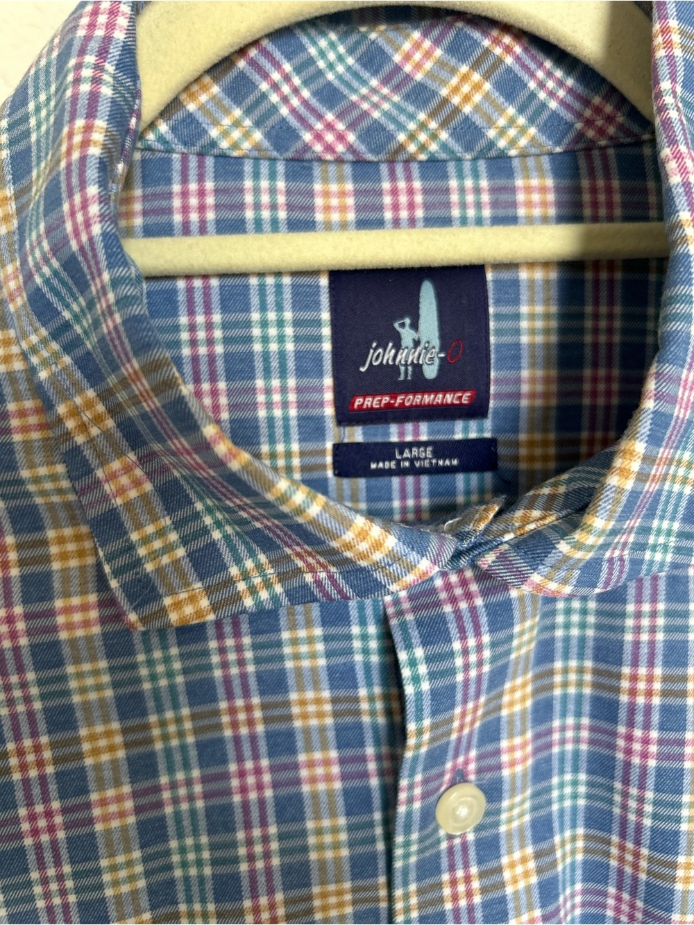 johnnie-O Blue Plaid Cotton Button-Down Shirt